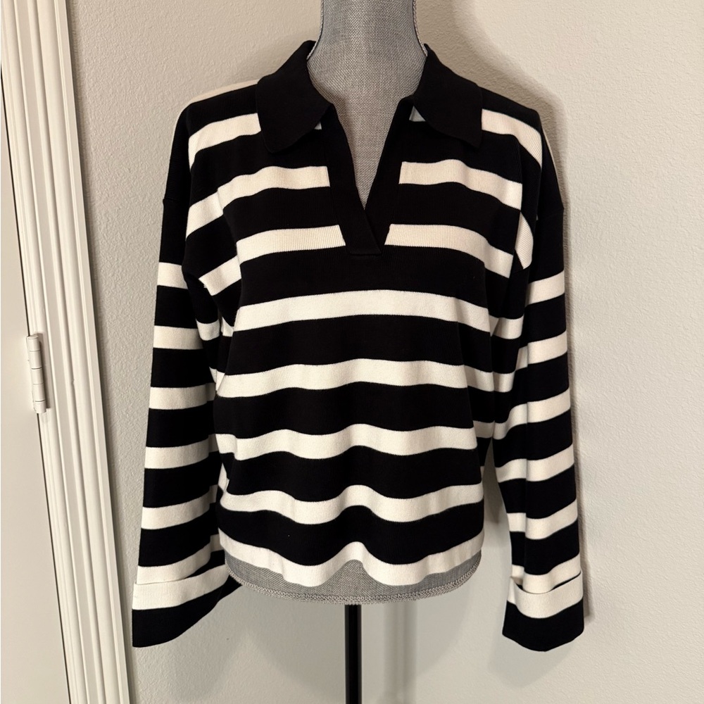 English Factory Striped Crop Sweater White/Black | M - Picture 4 of 11